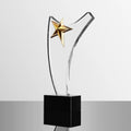 Gold Metal Star Clear Crystal Glass Trophy MH-J0955