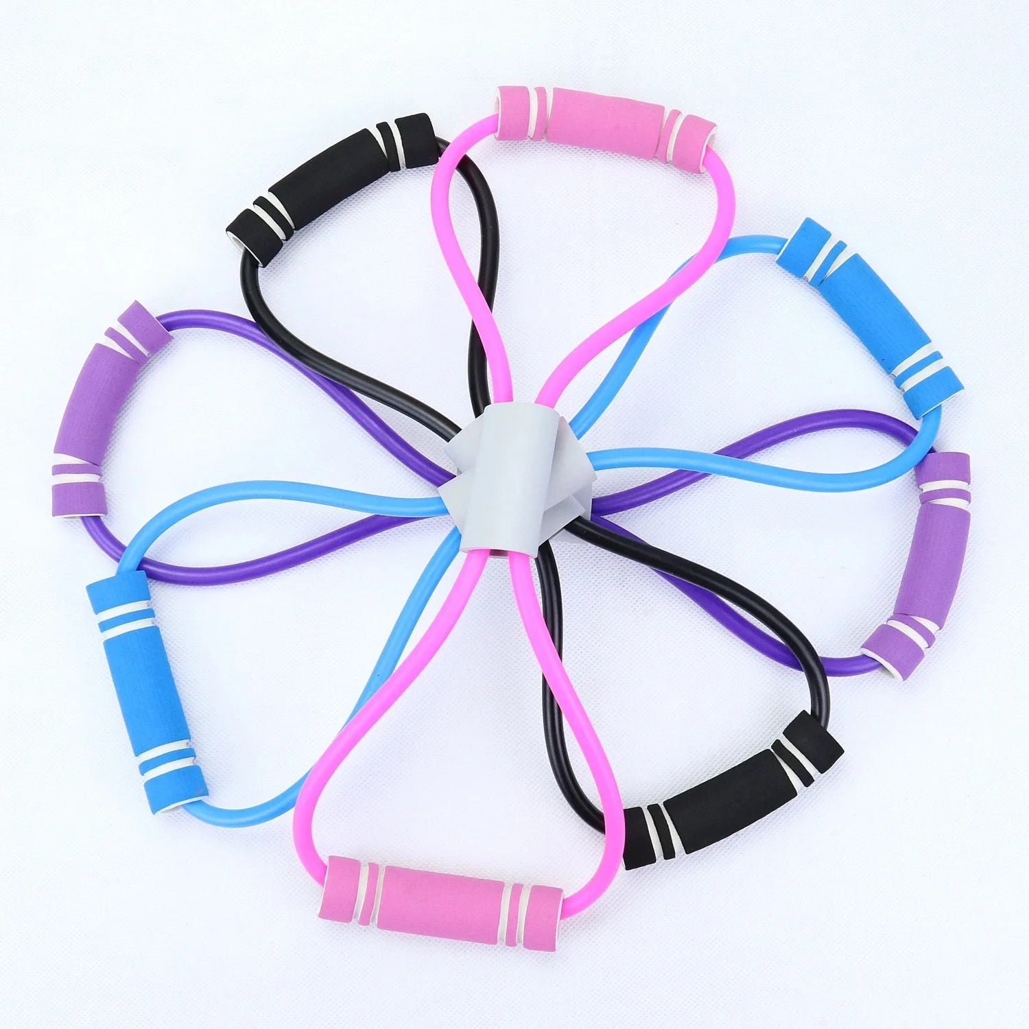 Pilates Yoga Accessories Fitness Elastic Chest Expander 8 Shaped Resistance Tube With Handle