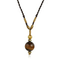 Customized Bohemian Ethnic Style Short Necklace Retro Copper Bead Tiger Eye Braided Initial for Wedding Engagement Anniversary