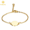 Custom Logo Pulsera Personalizada Stainless Steel Gold Plated Women Fashion Jewelry Blank Engrave Bracelet