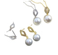 JW094 10-12mm  DIY Natural Real Freshwater Pearl Set Charm  Accessories 925 Sterling Silver  Gold Plated Jewelry Set for Women