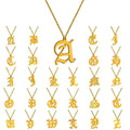 Old English Font Initial Necklace A-Z Personalised Gothic Letter Pendant 26 Alphabet Pendant Initial Letter Necklace Women