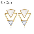 CZCITY Geometric Trendy Fashion Sea Shell Earrings in Silver Women Classic 925 Sterling Silver Earring