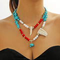 Wholesale Summer Bohemian Beautiful Jewelry Personality Beaded Necklace Bracelet Turquoise Pendant Necklace Gifts for Women