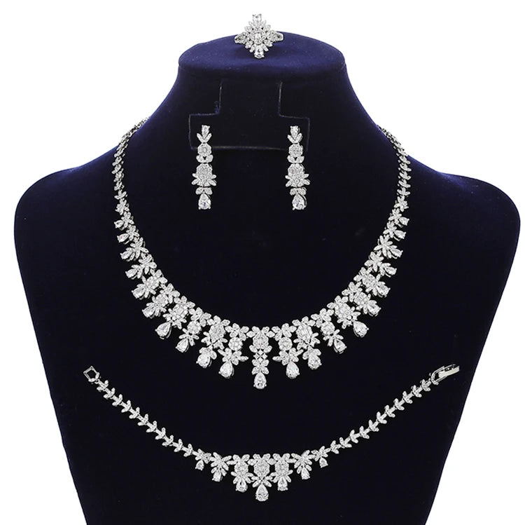 Jewelry Sets Classic Necklace Earrings Ring and Bracelet Set Dubai Luxury Bridal Jewelry for Women Wedding CN1833 Bisuteria