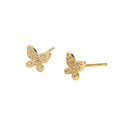 Dainty 925 Sterling Silver Crystal Tiny Butterfly Stack Earrings Small Gold Studs Mini Diamond Butterfly Earrings Stud