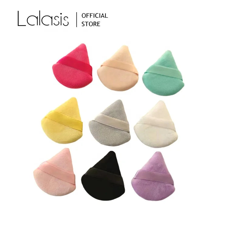 Lalasis Pressed Girls Custom logo Velvet Cotton Fluffy Private Label Powder Puff Triangle