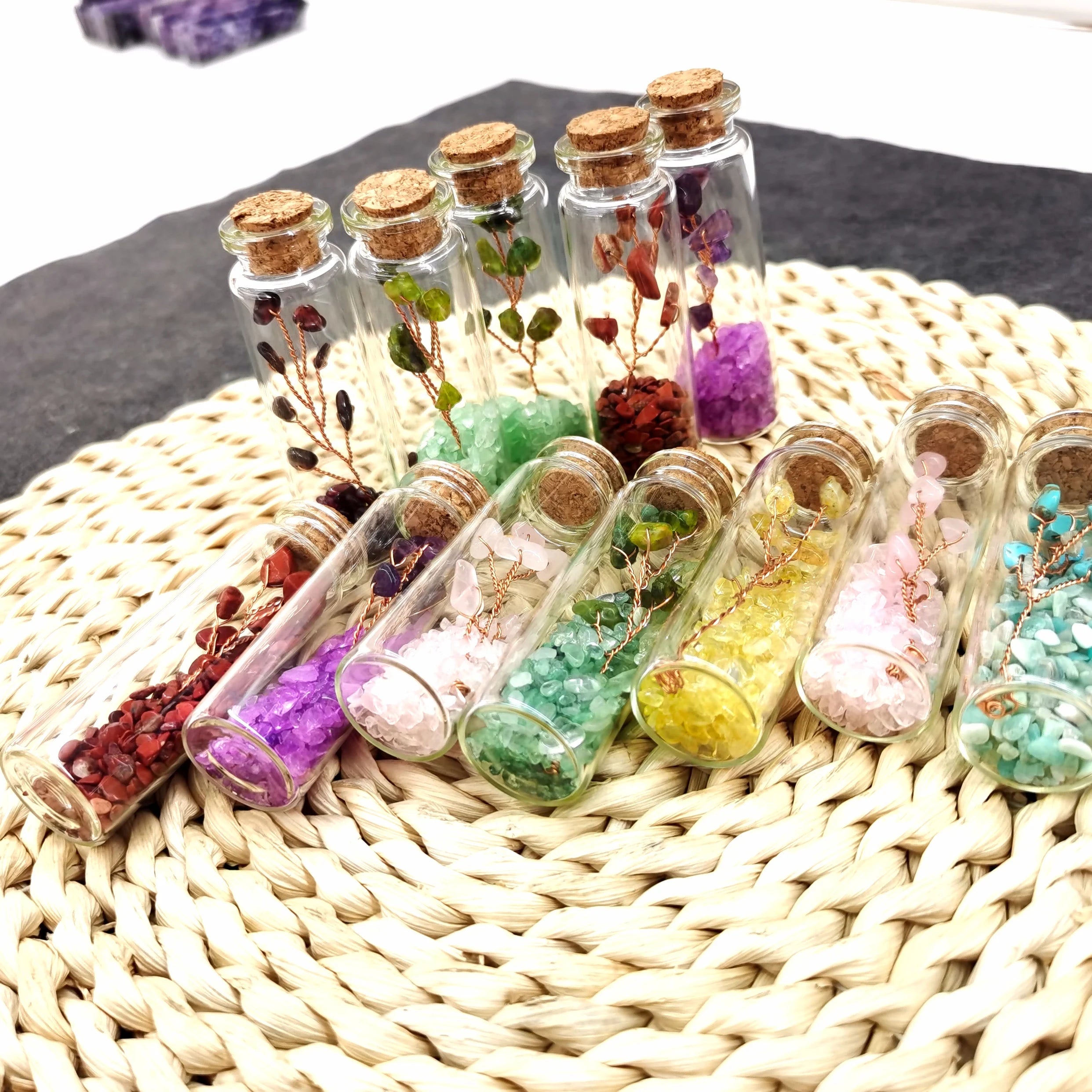Natural Stone Tree of Life 7 Chakra Handmade Color Quartz Crystal  Wedding Jewelry for Home Decoration Ornament