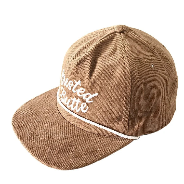 Brown Corduroy Common Low Profile Unstructured Snapback Caps Custom 5 Striped Checkered 3D Embroidery Unisex Adults Four Seasons