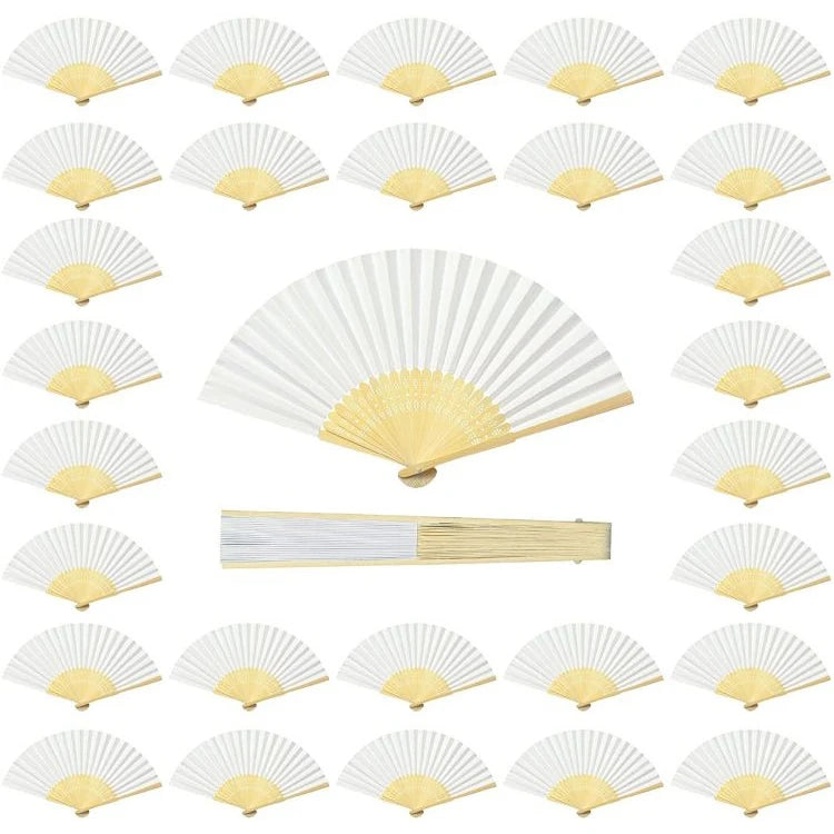 Premium Quality Custom Logo 21CM Bamboo Handle Durable Cartoon Pattern Hand Fan Easy to Carry White Plastic Love Style