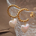 SSeeSY Hoop Custom Fashion Jewelry Hot Selling Twist Heart Imitation Pearl Stainless Steel Earrings Valentines Day Gift for Girl