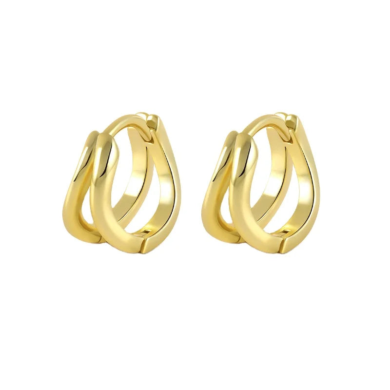 Double Layer 925 Sterling Silver Hoop Earring Fashion Jewelry