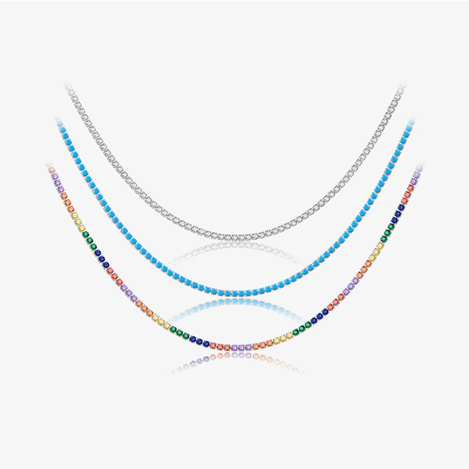 FUAMAY Custom 925 Sterling Silver Tennis Chains 2mm CZ Diamond Beads Hip Hop Jewelry Necklace with Iced 925 Tennis Chains