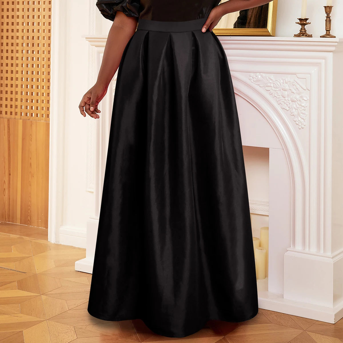 New Trendy Elegant Classic High Waisted Floor Length Women Maxi Skirt