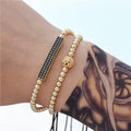 2025 New Arrival Micro Inlaid Zircon Bracelet Set Punk Adjustable Men's Woven Bracelet Combination Accessory
