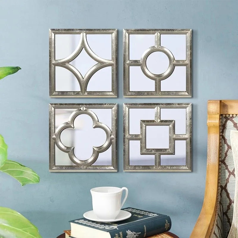 40x40cm S4 European-Style Retro Decorative Mirror Porch Art Corridor Restaurant Combination Background Wall Hanging Dropshipping