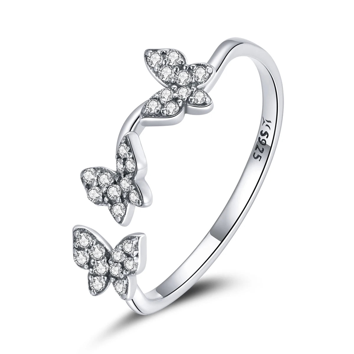 925 Sterling Silver Original Ring Adjustable Animal Butterfly Girl Rings Finger for Women Silver Jewelry SCR704