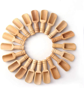 New Hot Mini Flat Bamboo Wood Scoops Small Short Cooking and Measuring Spoon for Bath Salts and Coffee Use