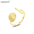 LUOTEEMI Fashion Jewelry Gold Resizable Trendy Adjustable Woman Plated Designed Stainless Steel Cheap Ring MegaBDM