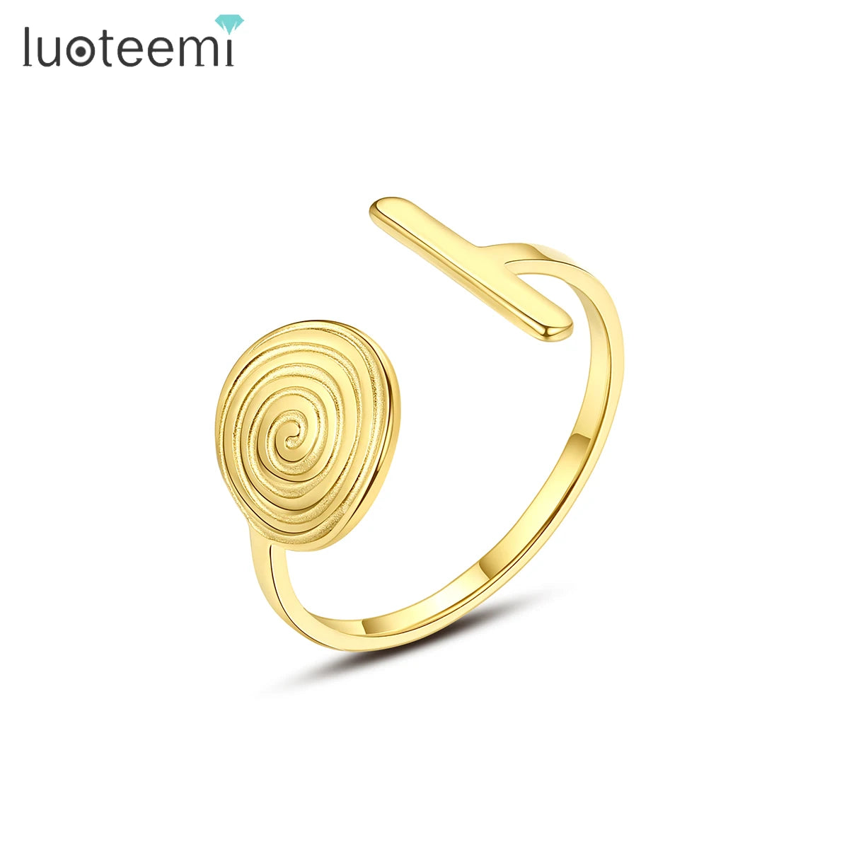 LUOTEEMI Fashion Jewelry Gold Resizable Trendy Adjustable Woman Plated Designed Stainless Steel Cheap Ring MegaBDM