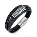 Hip Hop Punk Stainless Steel Charm Bracelet for Men Handmade Braided Multi Layers Rope Custom Logo Gift