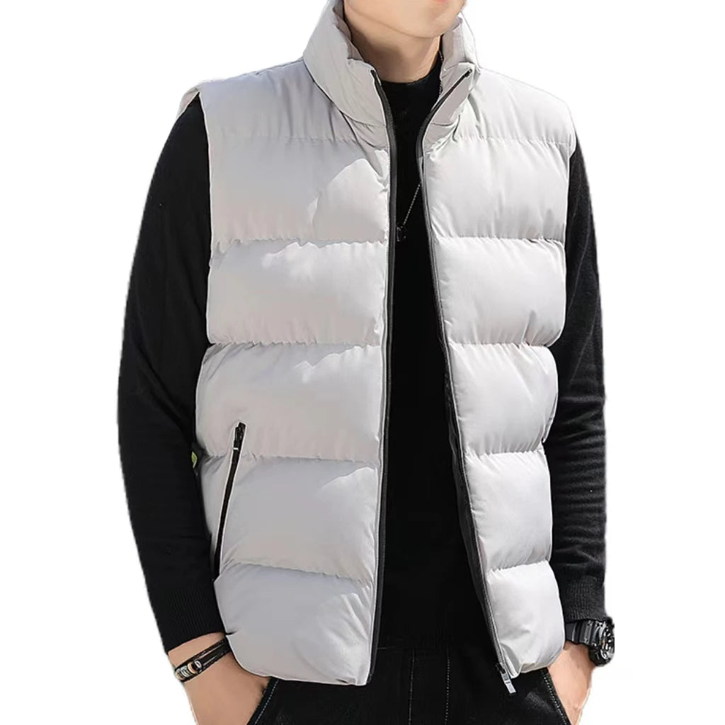 Men's Casual Sleeveless Zipper Foldable Puffer Jacket Vest Hot Sale Streetwear Style for Winter Outer Wear