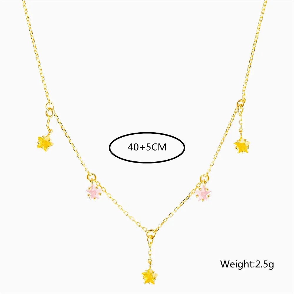 Fashion Zircon Five-pointed Star Necklace 18K Gold Non-fading Jewelry Ins Wind Niche Design Women's Zirconia Chain Necklace