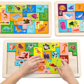 Wooden Theme Block Puzzle 3D Animal Jigsaw Tangram Puzzles Educational DIY Toy for 5 to 7 Years Old