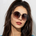 2022 New Trendy Fashion Oversize Square Metal Frames UV400 Sunglasses for Women High Quality CROESUS S22095