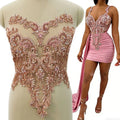 WDP-295  Party Prom Dress Panel Sew on Crystal 3d Pale Pink Flower Applique En Strass Bodice Bedead