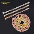 Fine Jewelry Gold Plated  Sterling Silver 925 Pass Diamond Tester Moissanite Hip Hop Men Jewelry Iced Out 10mm Rope Chain