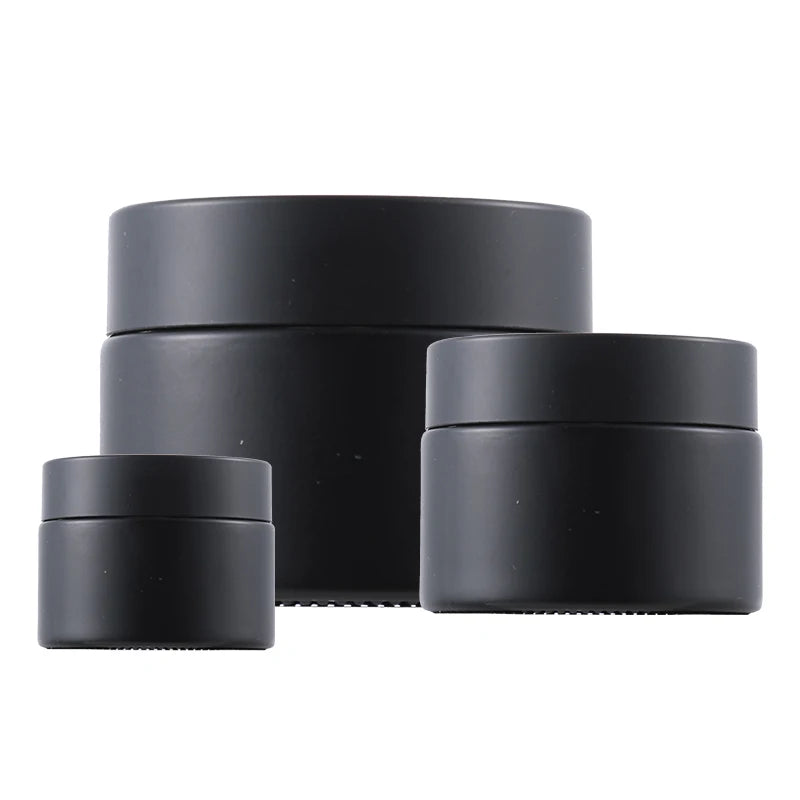 Luxury 30ml 50g 60ml 100ml Cosmetics Face Cream Glass Jars Matte Black Glass Jar for Skin Care