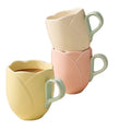 Solhui New Arrival 3D Macaron Pink Lovely Embossed Tulip Shaped Ceramic Porcelain Coffee Mug