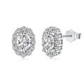 Dylam Classic Design 925 Sterling Silver Rhodium Plated Oval Shape 5A Cubic Zirconia Stud Earrings for Women MegaBDM