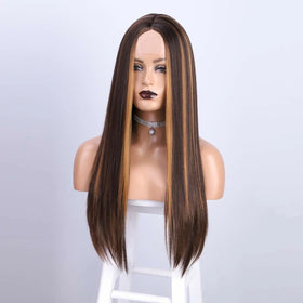 Wholesale 13*4 Lace Front Wigs Natrual Breathable Long Straight Synthetic Wig Glueless for Black Women Heat Resistant Fiber Hair
