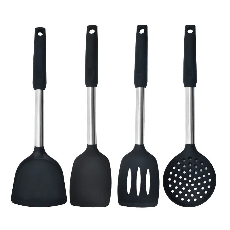 4pcs Non-Stick Silicone Kitchenware Set Dense Spatula and Leaking Spatula Kitchen Tools Utensils for Kitchen Use