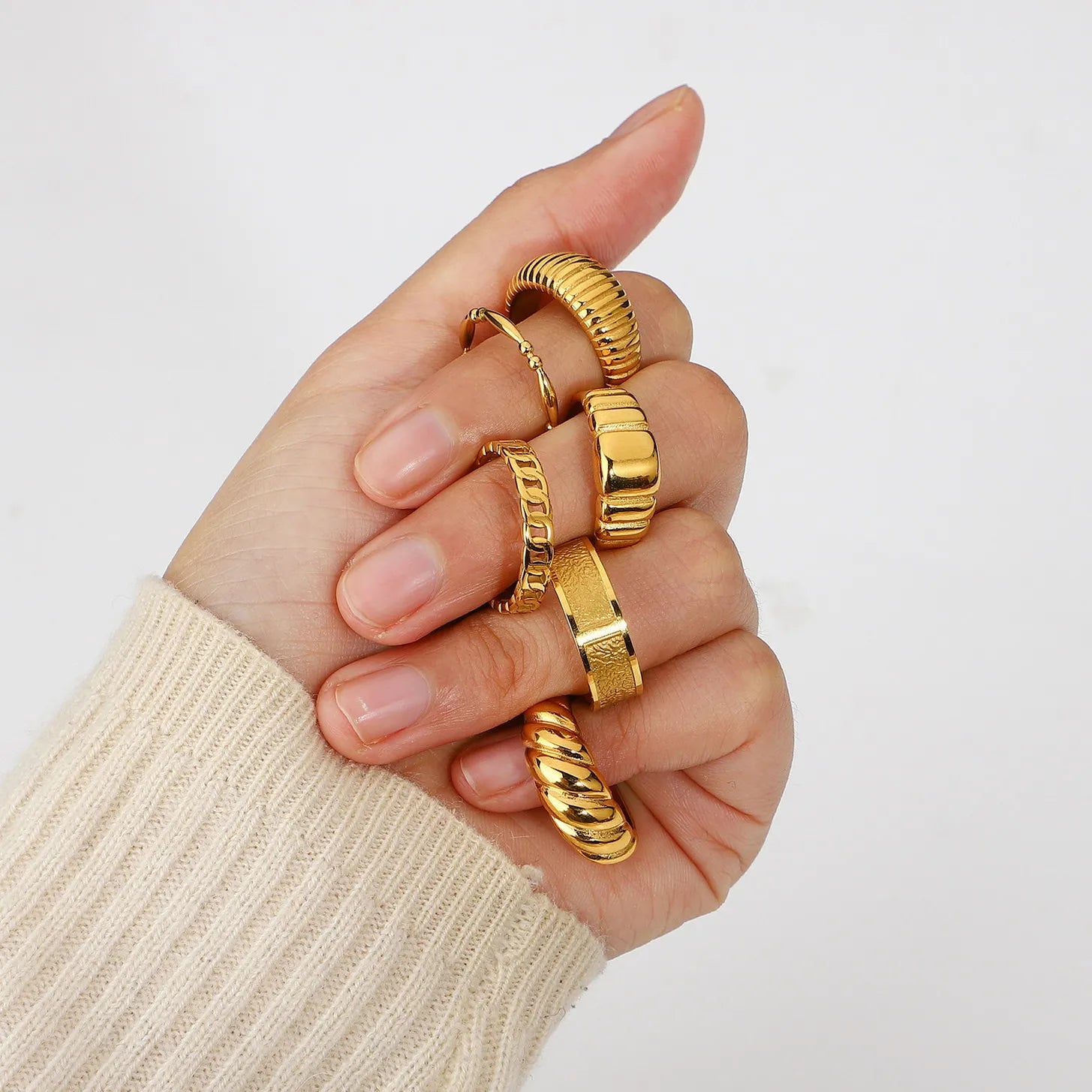 Customized Ring  18K Gold Plated 316L Stainless Steel Simple Ring Titanium Steel Ins Ring Custom