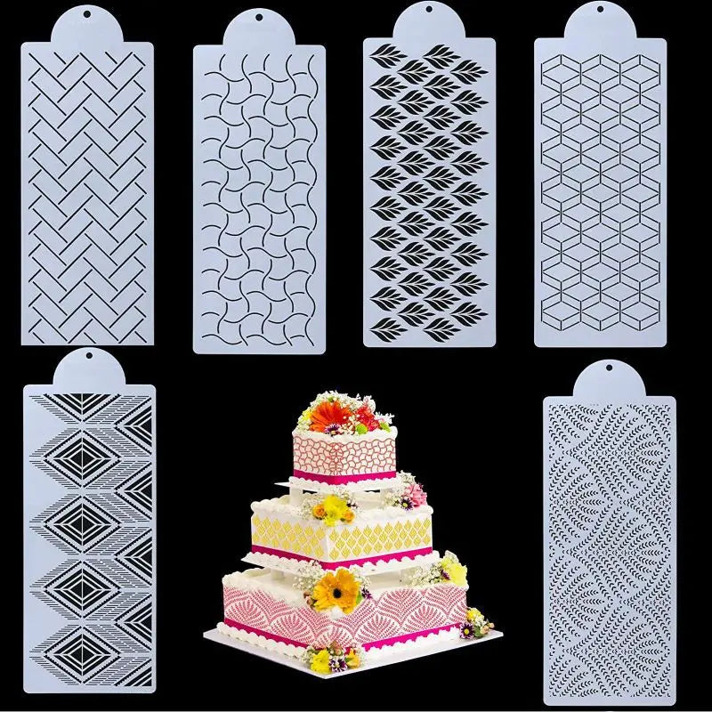 High Quality Plastic Spray Floral Templates Cake Decorating Stencils Mold Side Baking Mesh Stencil