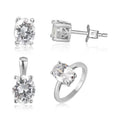 Popular Simple 925 Sterling Silver Jewelry Sets Aaa Cubic Zirconia Rhodium Plating Diamond Wedding Women Jewelry Set