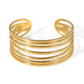 New Trendy Stainless Steel 18K Gold Plated Wide Chunky Multiple Layers Adjustable Open Cuff Bangles