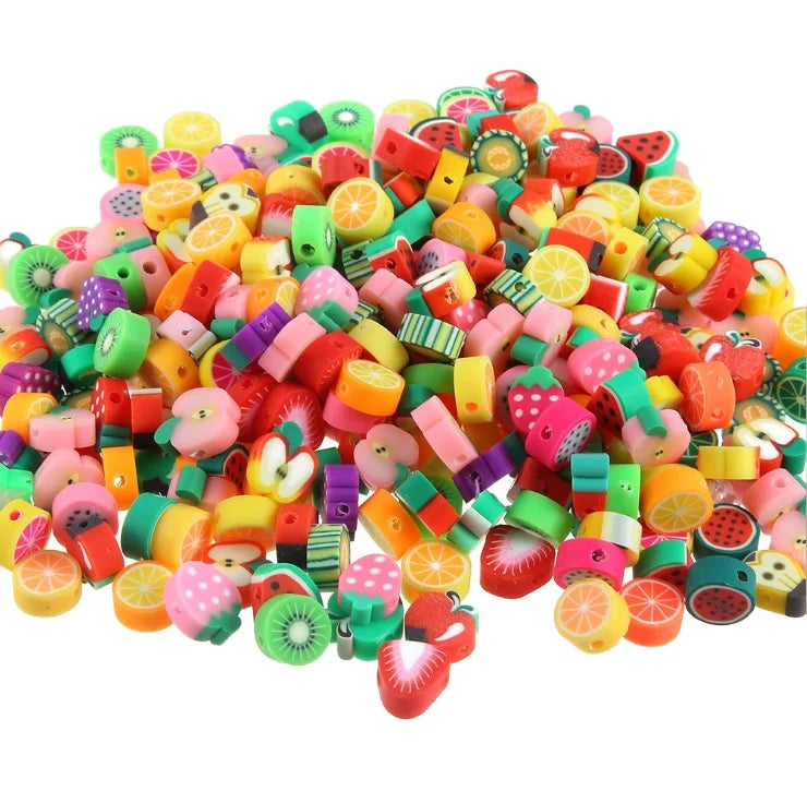 Factory Wholesale 10mm 1000 Pieces Per Bag Fruit Heart Smiling Face Soft Clay Beads DIY Bracelet Necklace Accessories