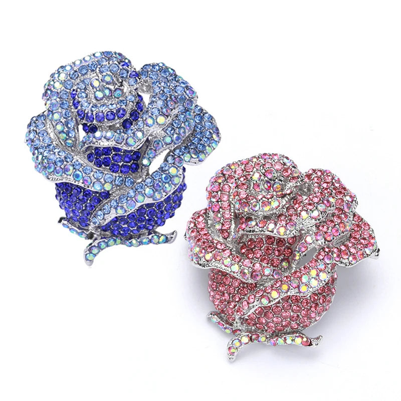 2026 Fashion Jewelry Luxury Rhinestone Rose Brooch Pin Red Flower Brooches for Valentine's Day Woman Accessories