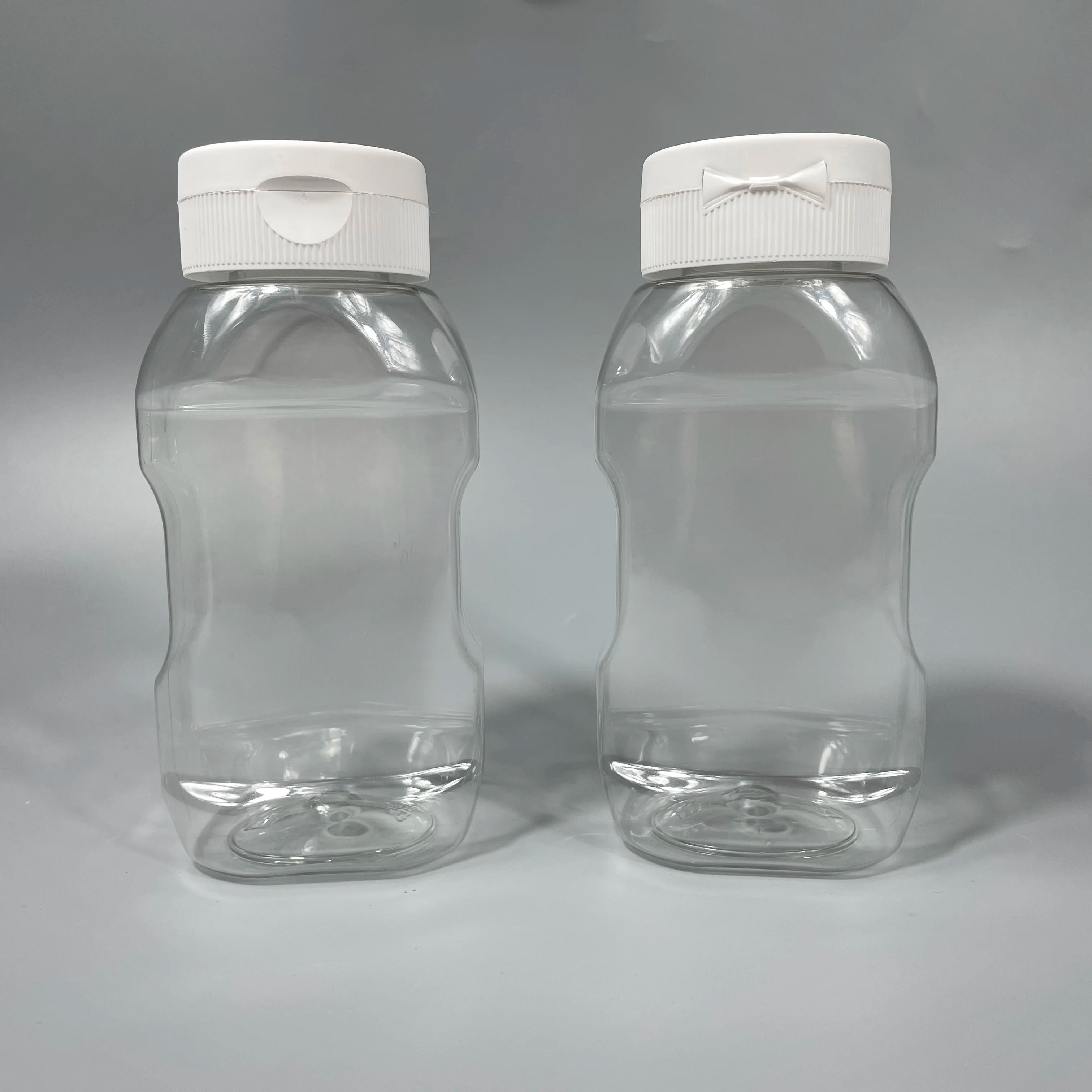 360ml 12oz Plastic PET Kitchen Condiment Bottle Silicone Valve Flip Top Cap Honey Sauce Squeeze Bottle