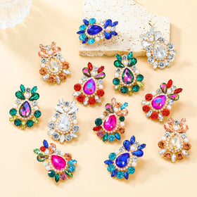 2024 Fashion Jewelry Trendy Colorful Diamond Exaggerated Earrings Full Diamond Earring for Women Bohemian Party Earrings Jewelry