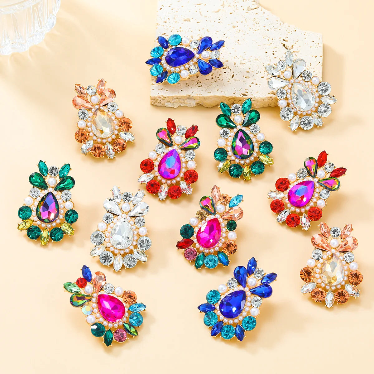 2024 Fashion Jewelry Trendy Colorful Diamond Exaggerated Earrings Full Diamond Earring for Women Bohemian Party Earrings Jewelry