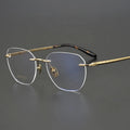Italy Designed Titanium Presbyopia Eyeglasses Rimless Gold Plated Optical Frames Solid Pattern Spectacles Eyewear