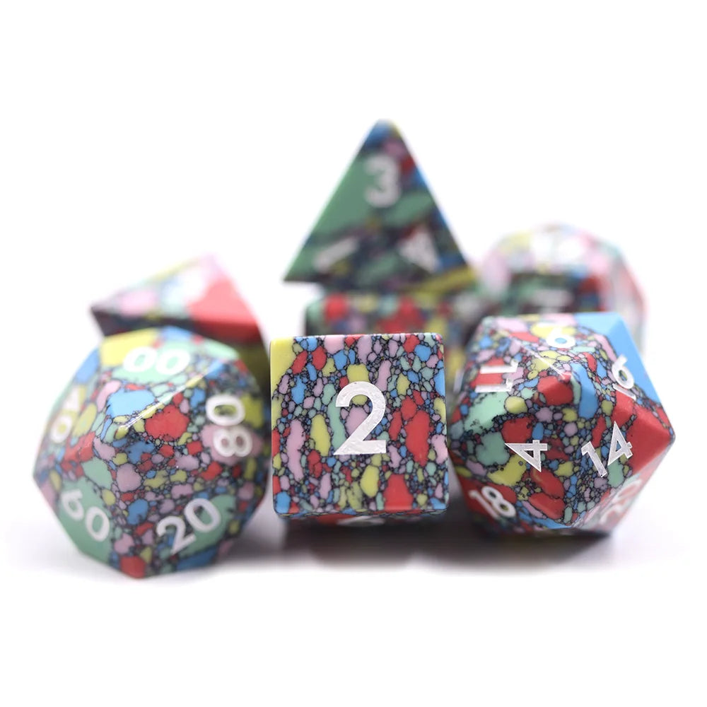Best Price New Polyhedral Natural Stone Cracked Style Dnd Dice Set 16mm Colored Dice