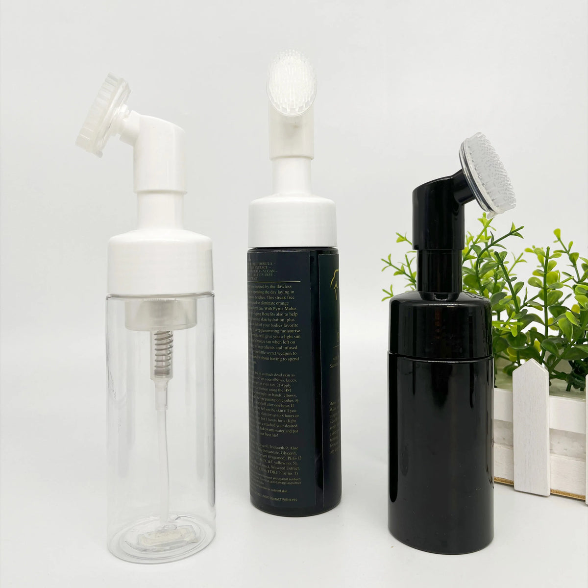 Plastic Foam Pump Bottle 30ml 50ml 100ml 120ml 150ml 200ml PET Facial Cleanser Mousse Liquid Soap Bottle With Cleaning Brush