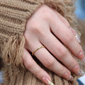 Chris April 316L Stainless Steel 18k Gold Plated Oval Shaped Beads Through Thick and Thin Interbeads Ring