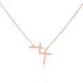 Joacii 925 Sterling Silver Rose Gold Plated Minimalist Ins Layer Wear  Religious Christian Jewelry Eternal Double Cross Necklace